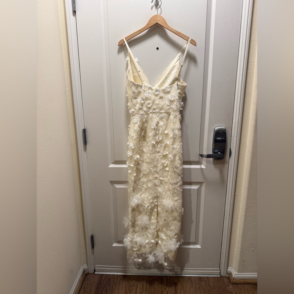 HELSI Nora Deep V-Neck Sequin & Applique Midi Dress Size XS off white NWOT - Picture 5 of 9